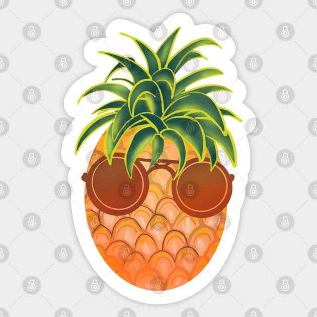 Cool pineapple with sunglasses Sticker by Mimie20